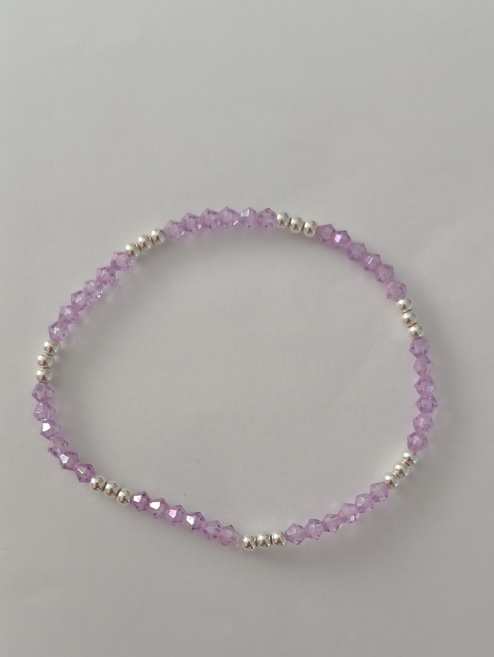 Delicate Lavender Crystal Beaded Stretch Bracelet